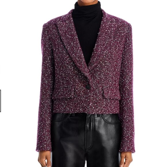 NWT rag & bone Valerie Wool Tweed Blazer Burgundy - Picture 1 of 9